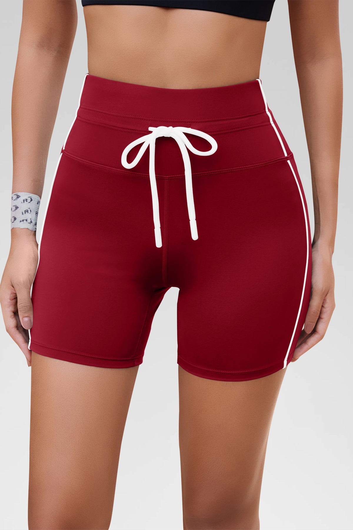 Aoysky Womens Red Drawstring Biker Shorts