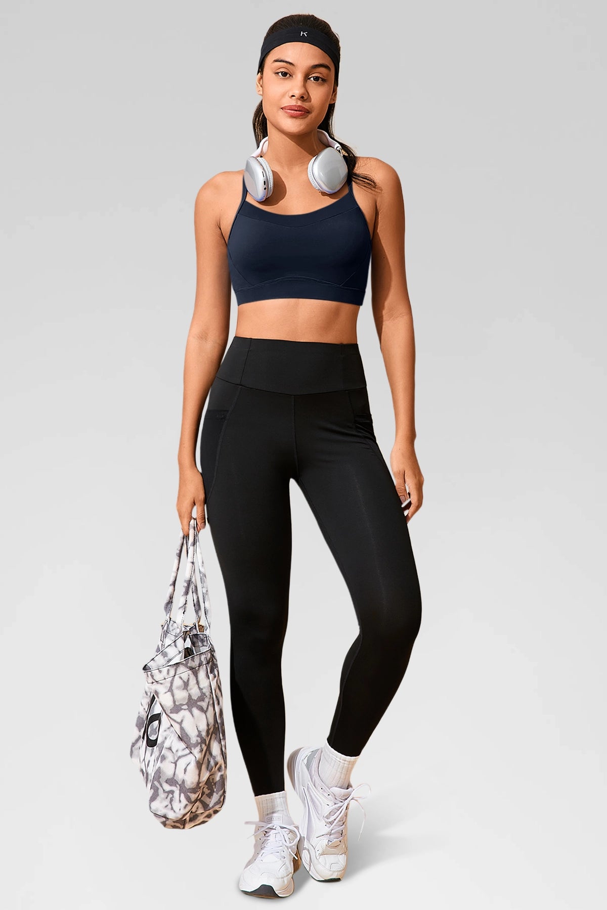 Aoysky Womens Dark Blue Racerback Sports Bra