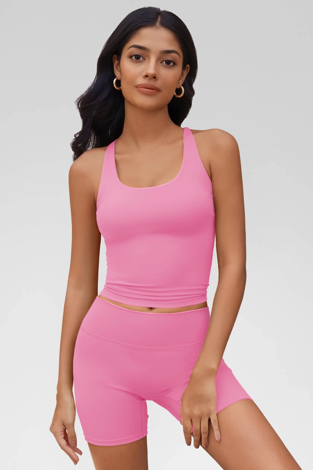 Aoysky Womens Pink Halter Workout Set