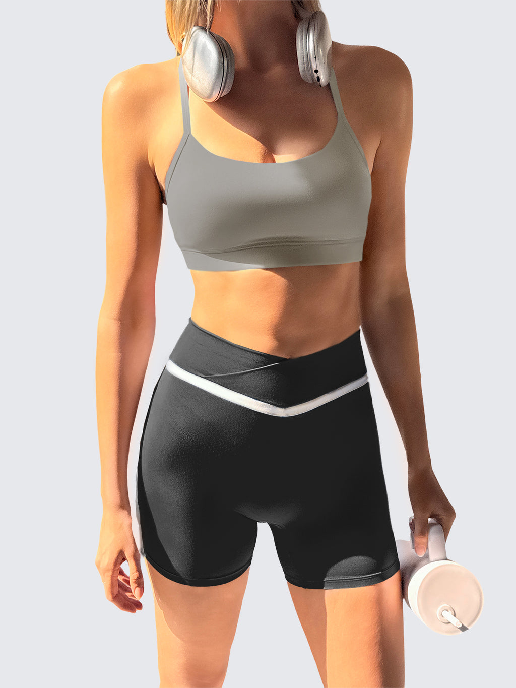 Aoysky Womens Grey Y Back Sports Bra