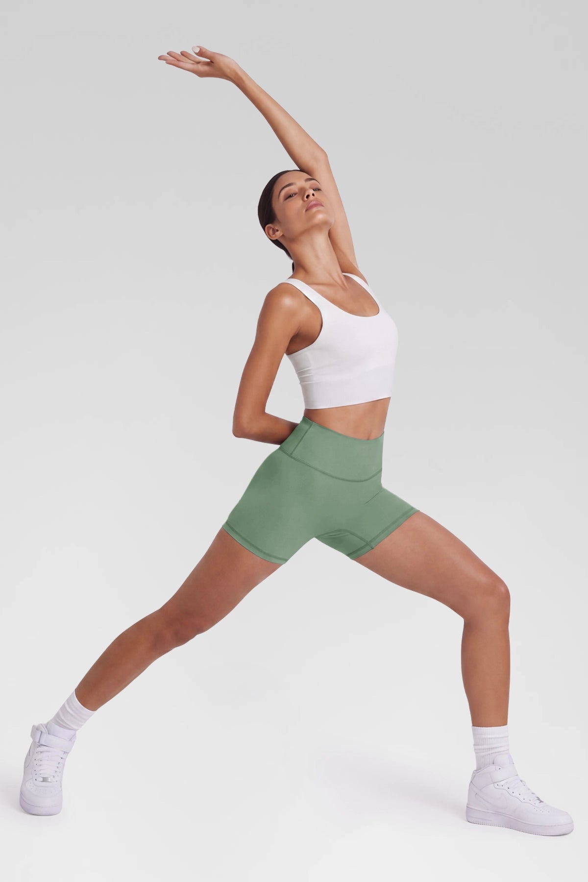 Aoysky Womens Green Ruched Biker Shorts