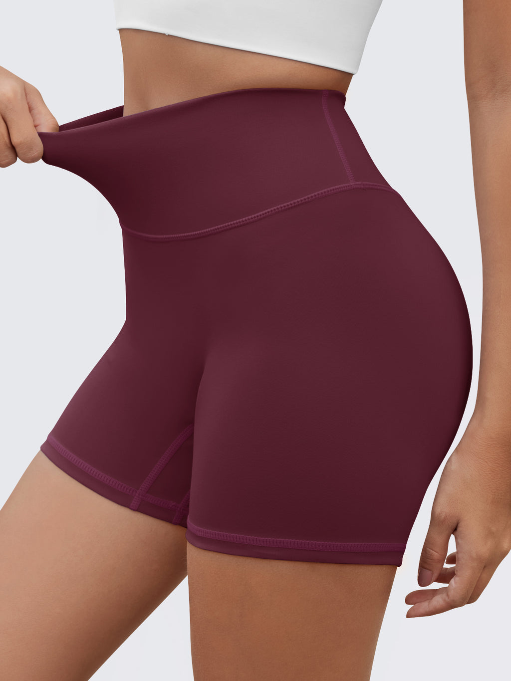 Aoysky Womens Burgundy Ruched Biker Shorts