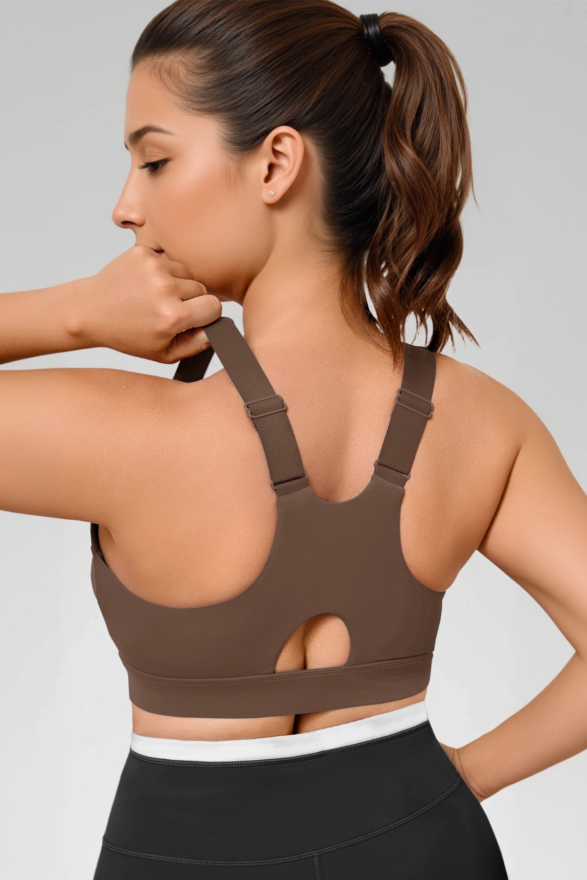 Aoysky Womens Brown Plus Size Sports Bra