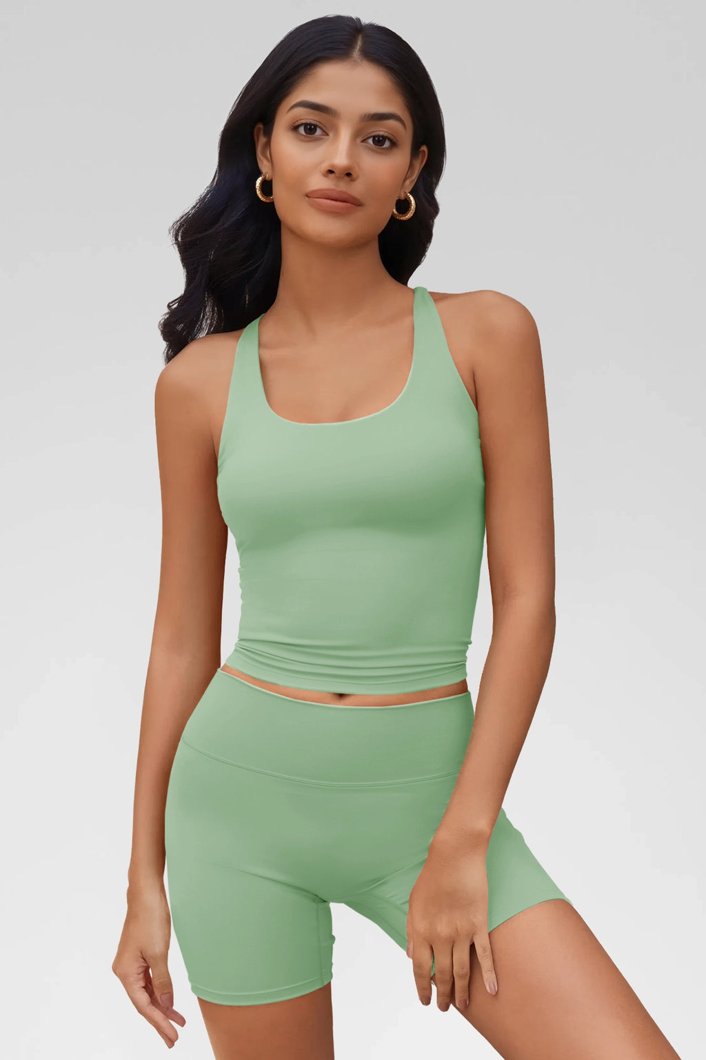 Aoysky Womens Green Halter Workout Set