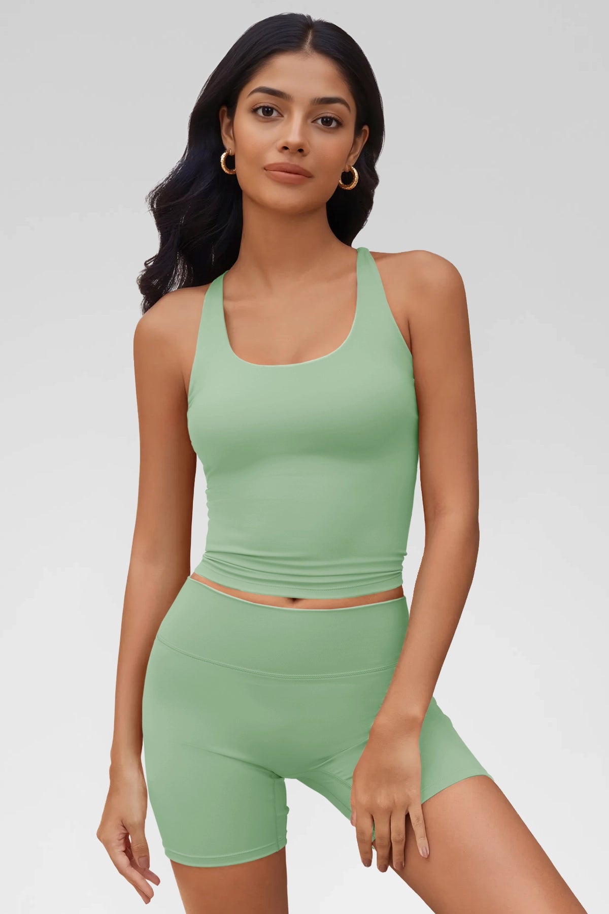 Aoysky Womens Green Halter Workout Set
