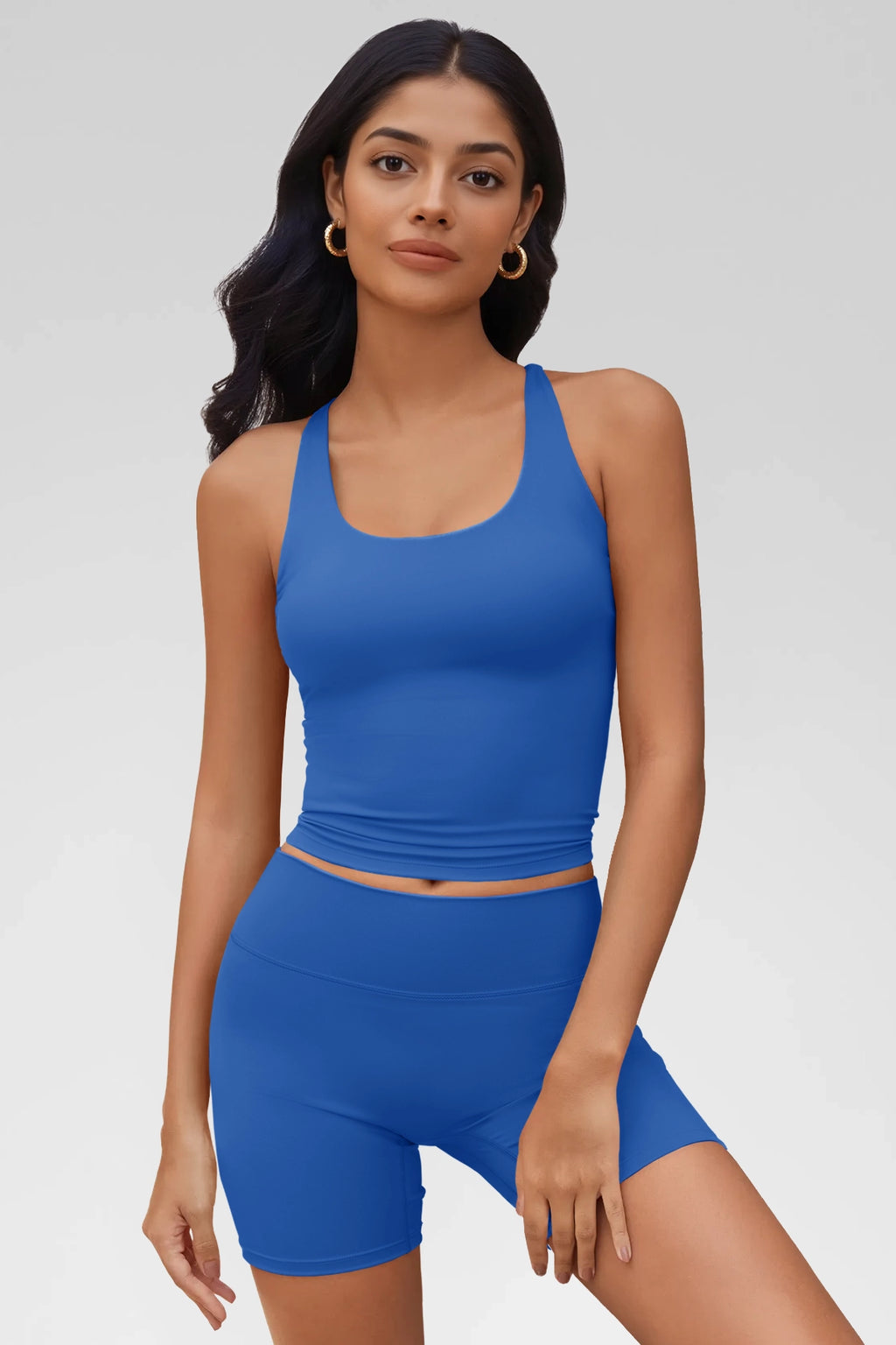Aoysky Womens Blue Halter Workout Set