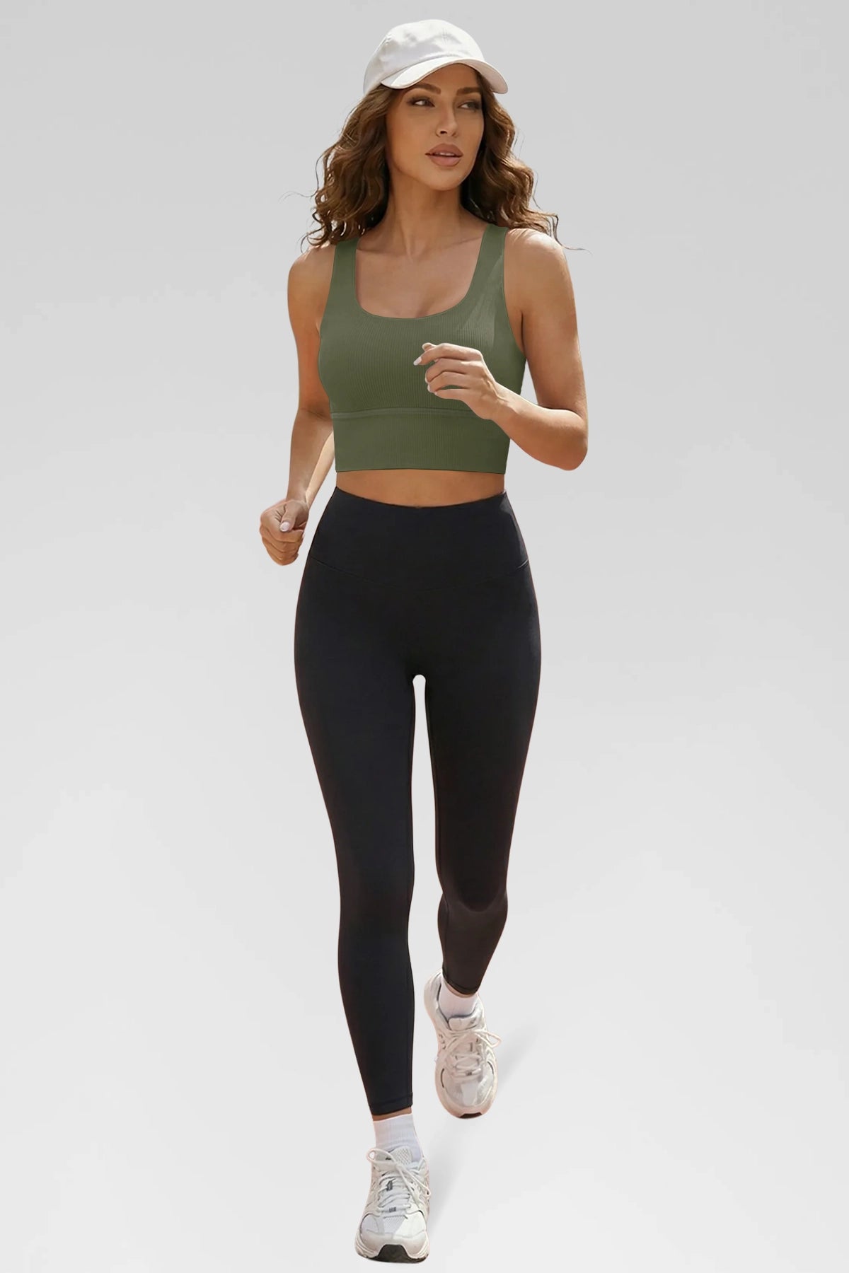 Aoysky Womens Army Green Ribbed Racerback Tank