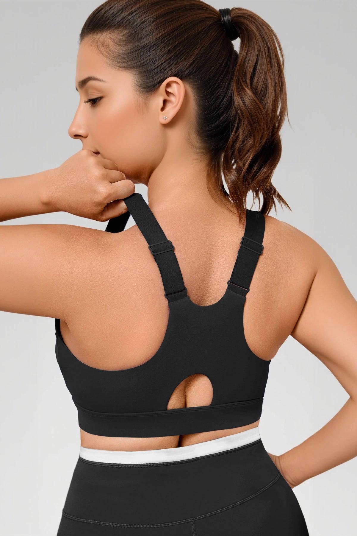 Aoysky Womens Black Plus Size Sports Bra