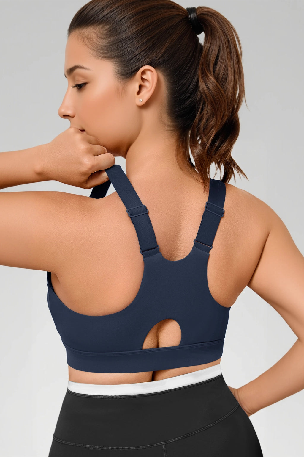 Aoysky Womens Dark Blue Plus Size Sports Bra