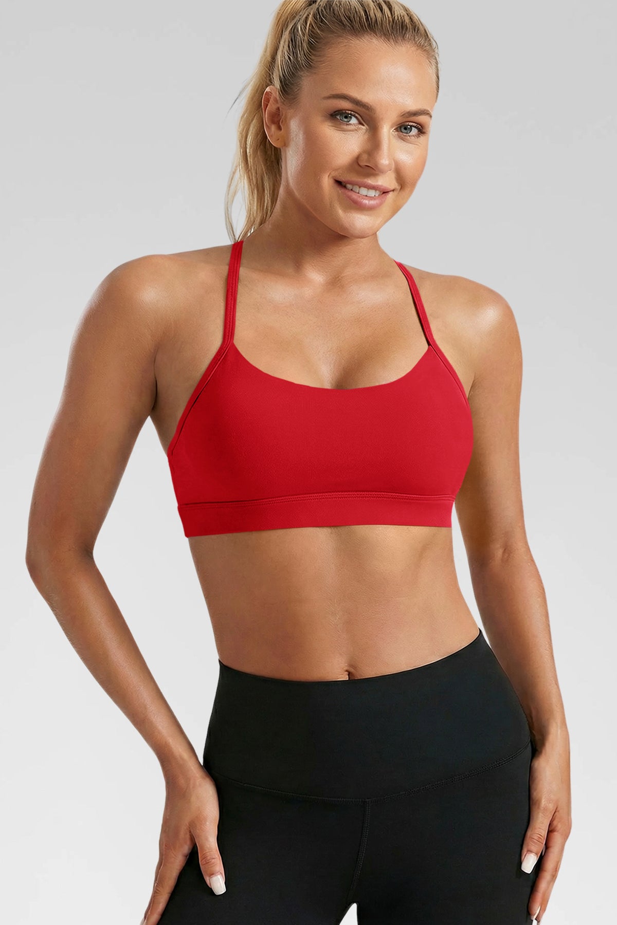 Aoysky Womens Red Y Back Sports Bra