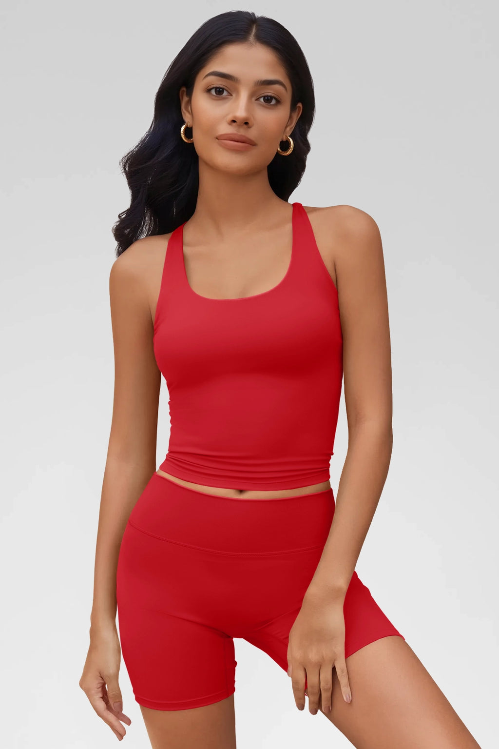 Aoysky Womens Red Halter Workout Set