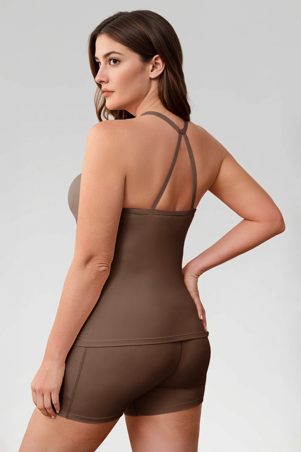 Aoysky Womens Brown Plus Size Workout Set