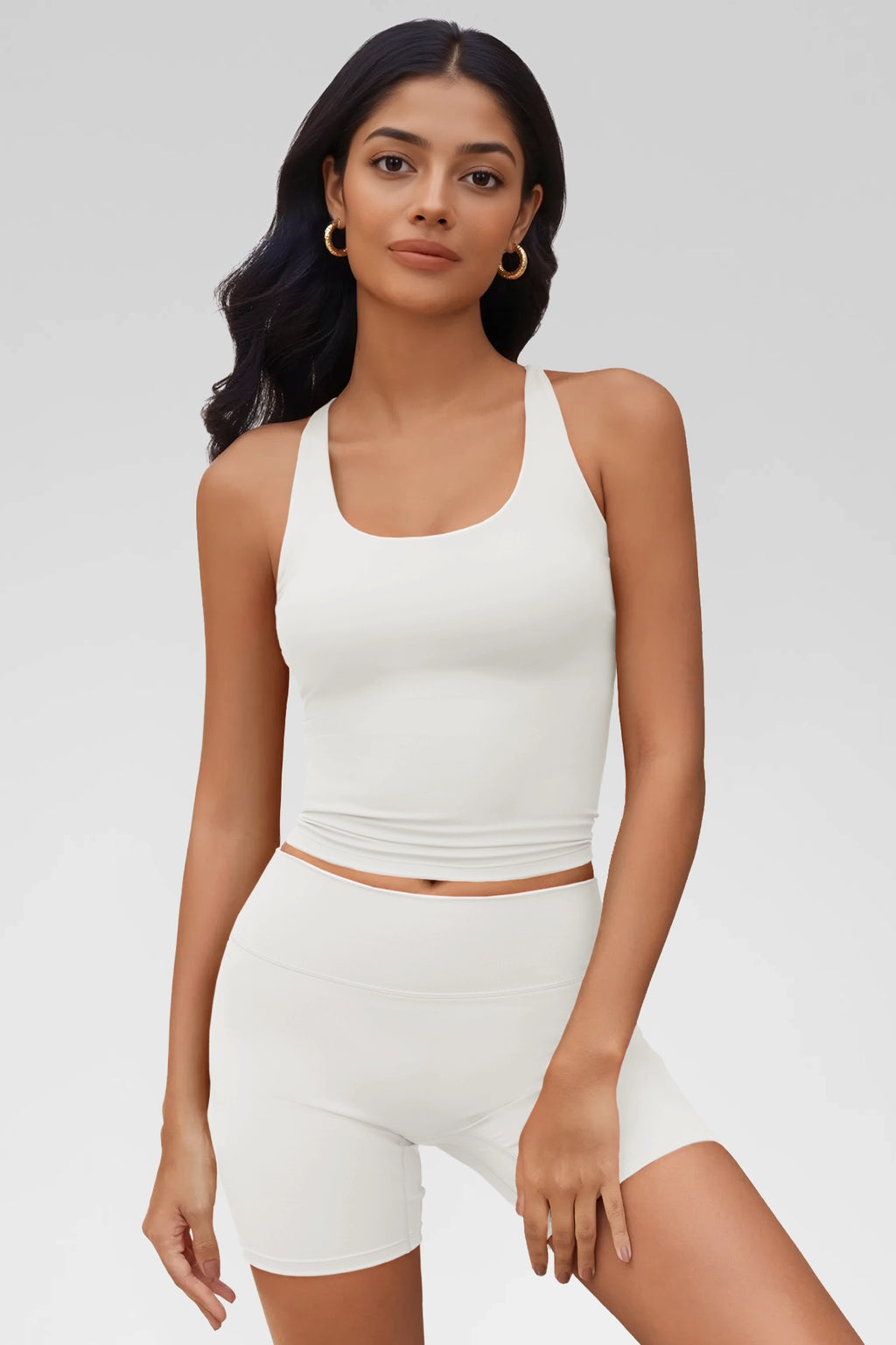 Aoysky Womens White Halter Workout Set