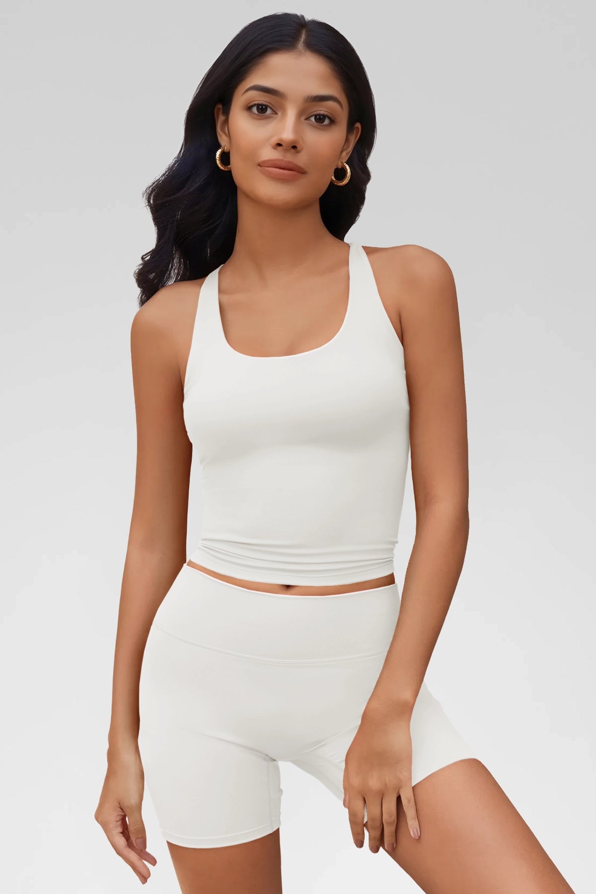 Aoysky Womens White Halter Workout Set