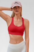 Aoysky Womens Red Criss Cross Sports Bra