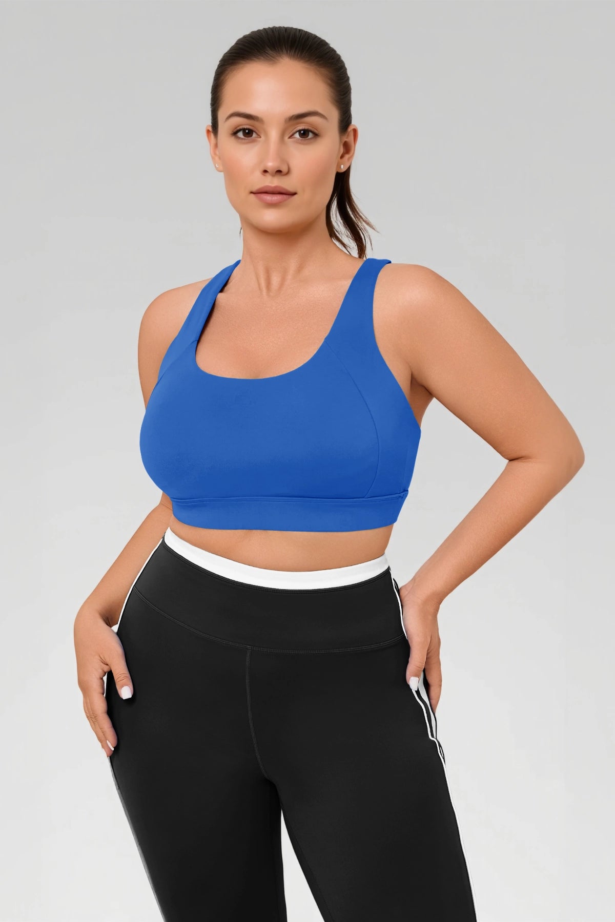 Aoysky Womens Blue Plus Size Sports Bra