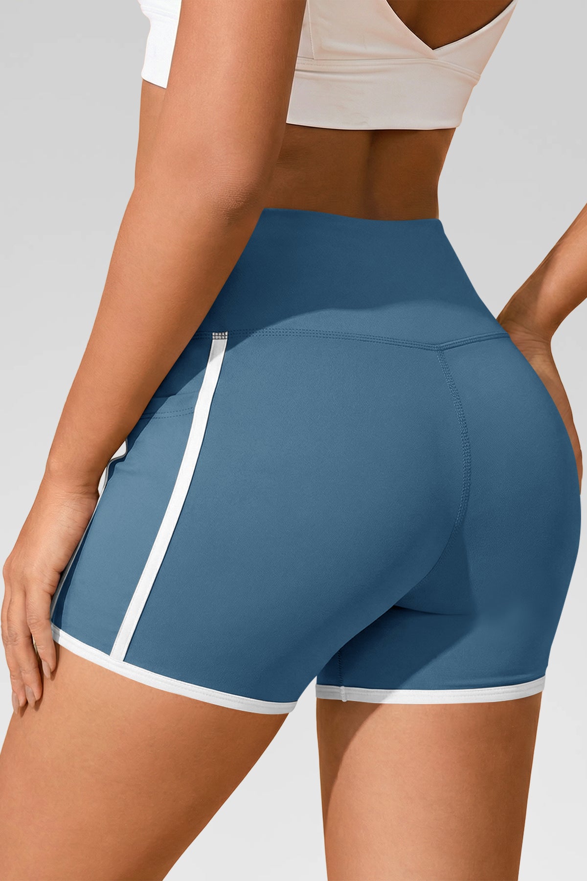 Aoysky Womens Blue High Waist Biker Shorts
