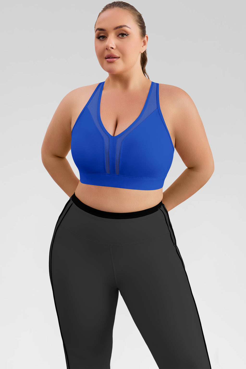 Aoysky Womens Blue Plus Size Sports Bra