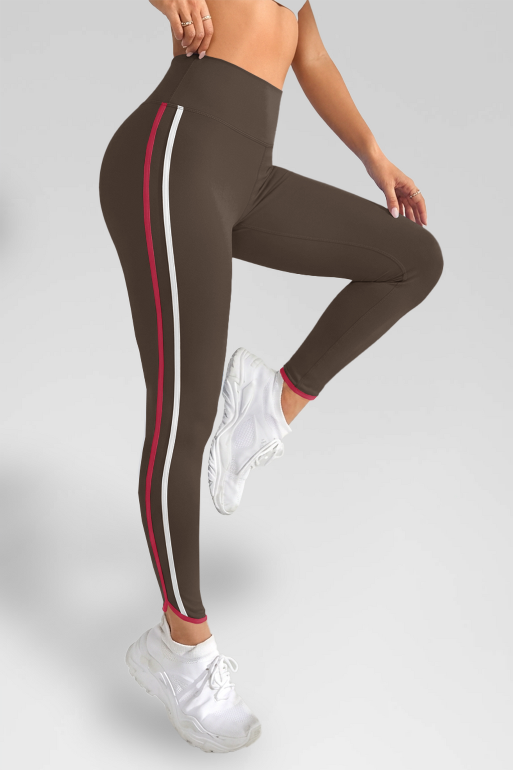 Aoysky Womens Brown Striped Yoga Leggings
