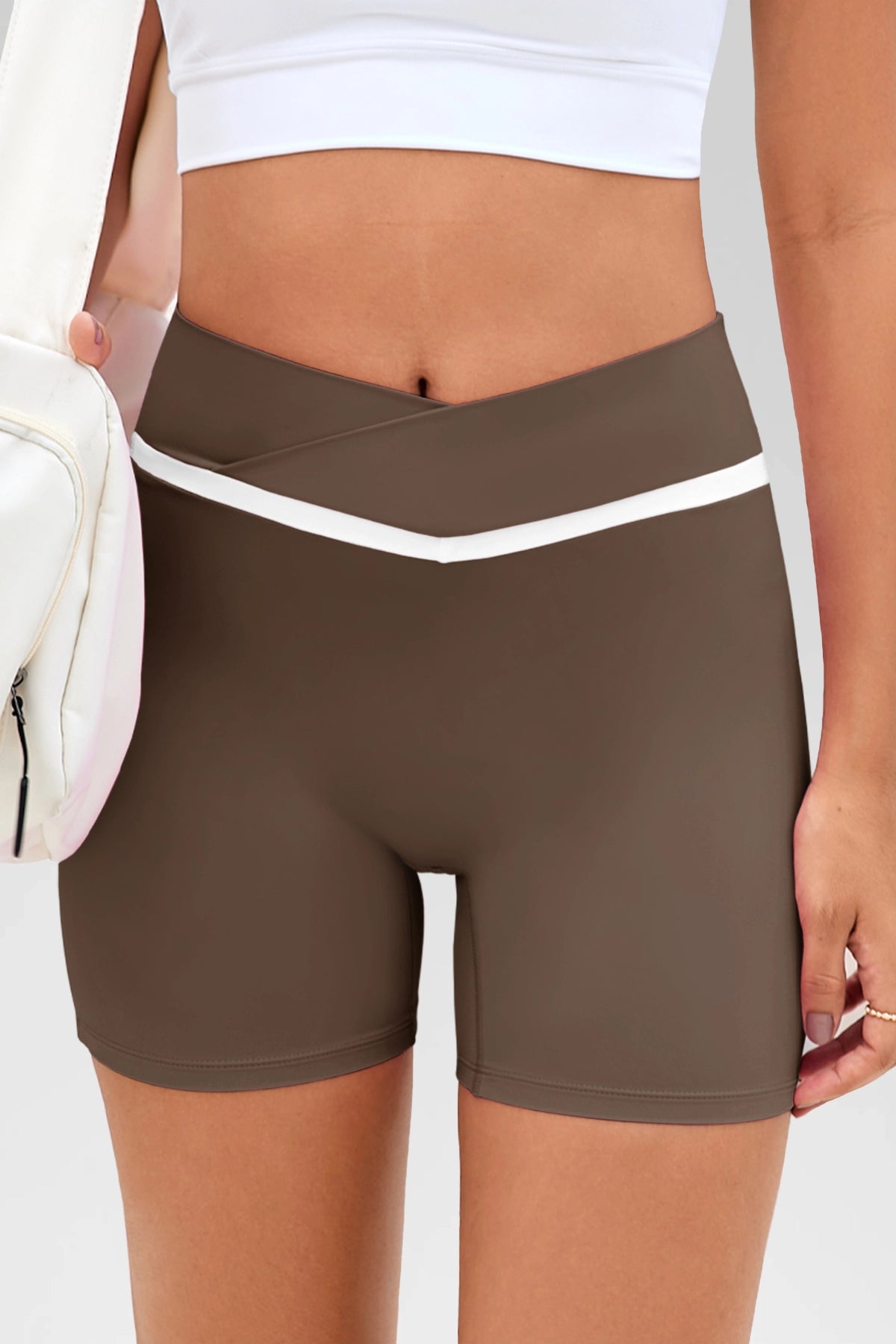 Aoysky Womens Brown Crossover Biker Shorts
