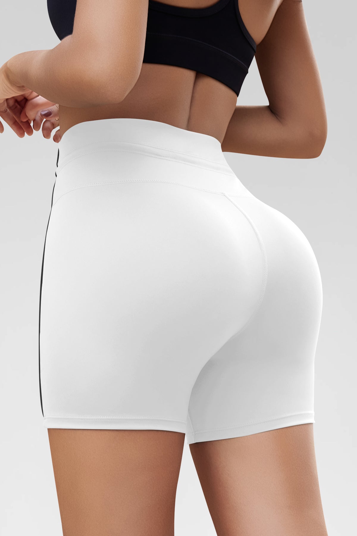 Aoysky Womens White Drawstring Biker Shorts