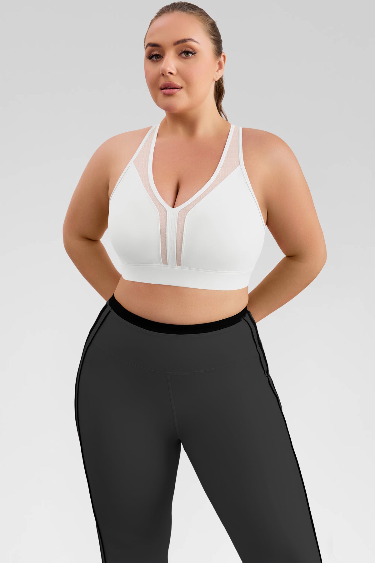 Aoysky Womens White Plus Size Sports Bra