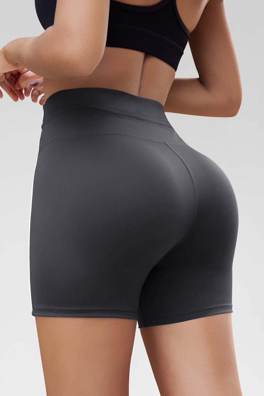 Aoysky Womens Dark Grey Drawstring Biker Shorts