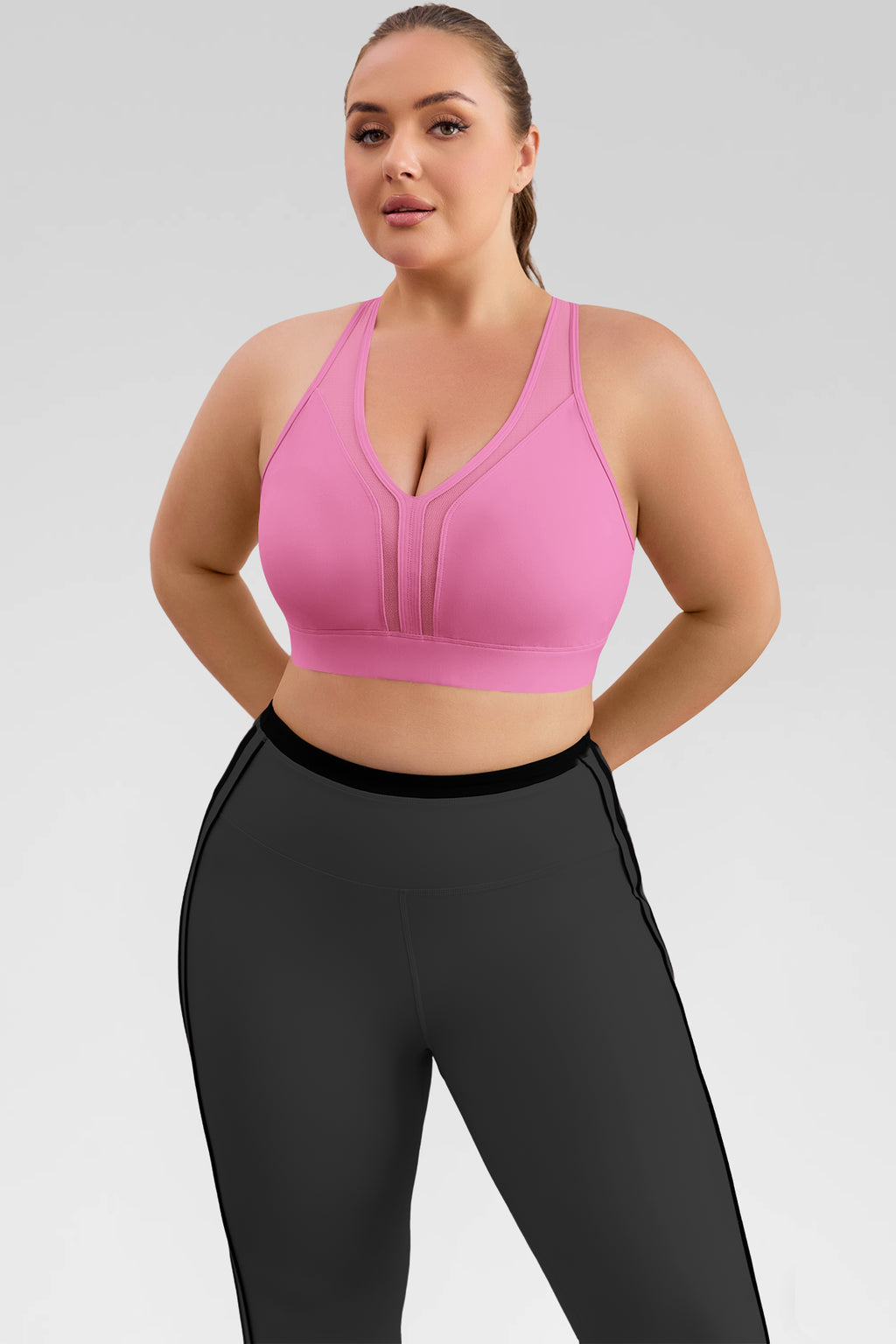 Aoysky Womens Pink Plus Size Sports Bra