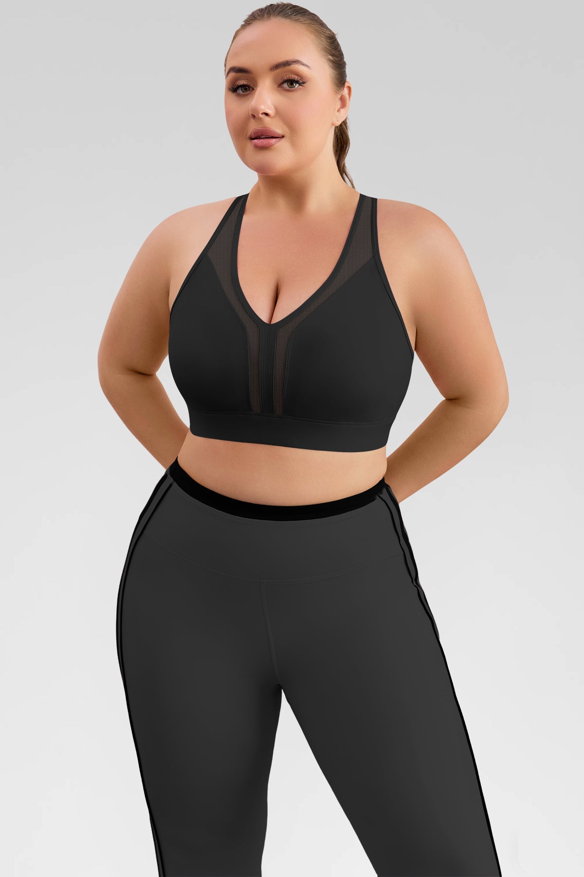 Aoysky Womens Black Plus Size Sports Bra