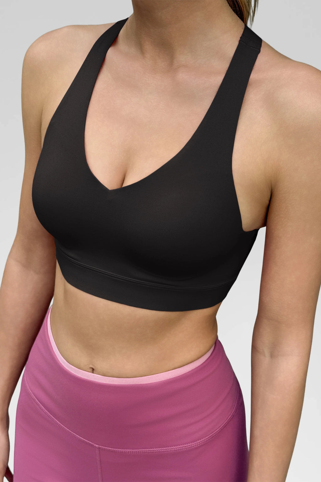 Aoysky Womens Black V Neck Yoga Bra