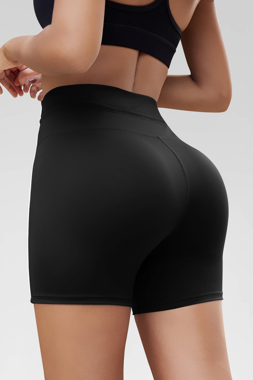 Aoysky Womens Black Drawstring Biker Shorts