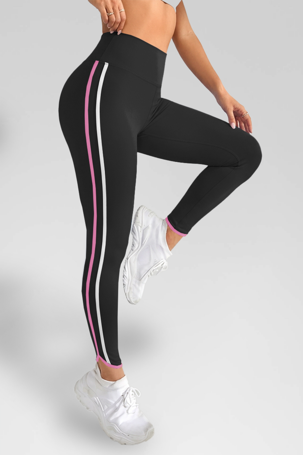 Aoysky Womens Black Striped Yoga Leggings