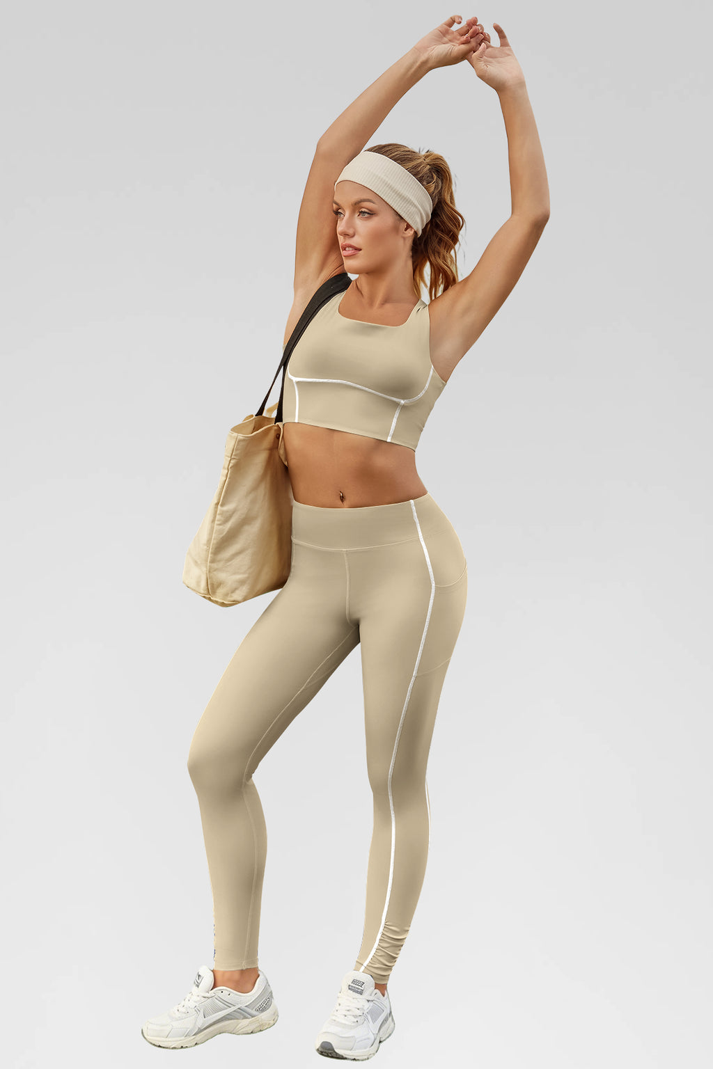 Aoysky Womens Khaki Workout Legging Set