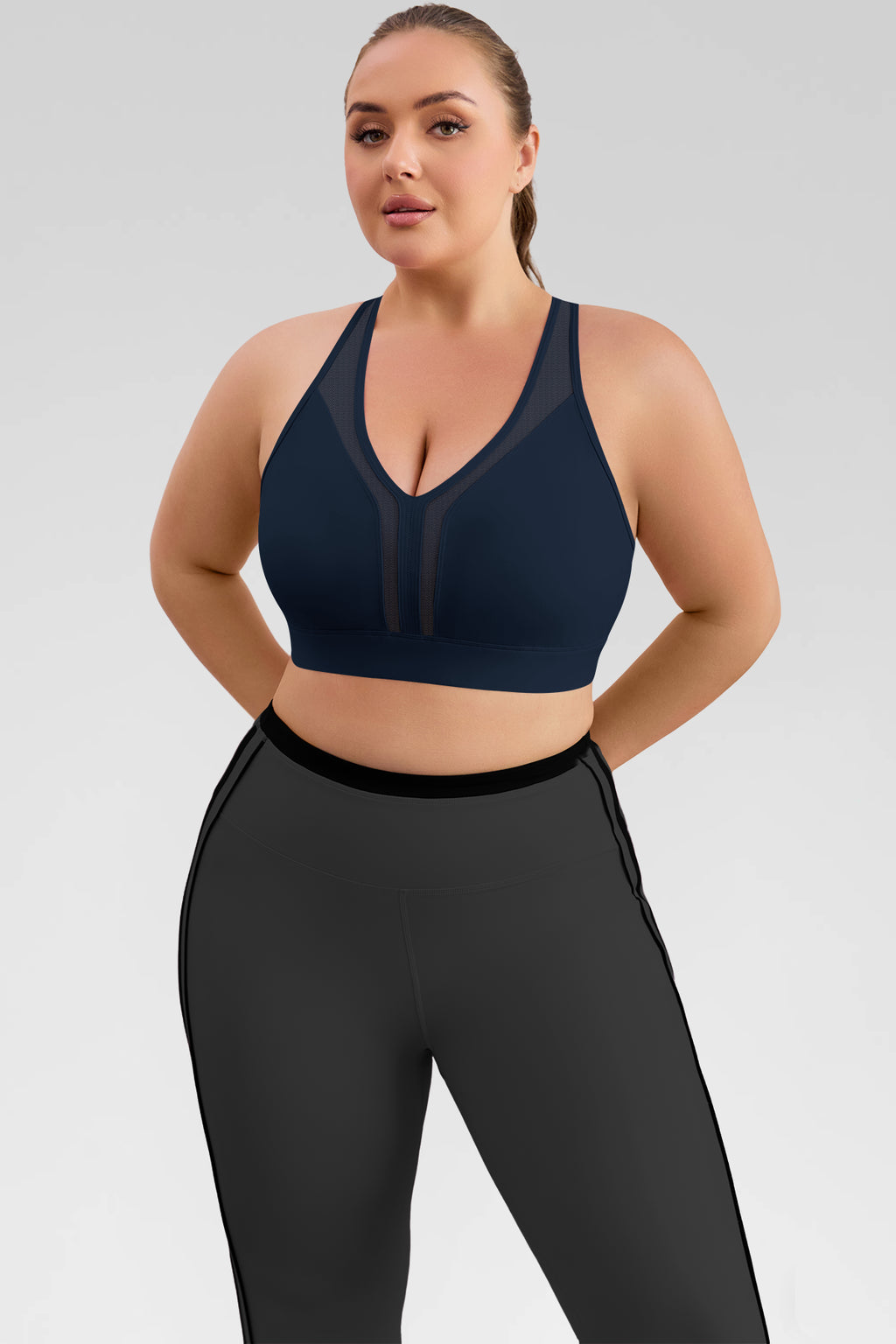 Aoysky Womens Dark Blue Plus Size Sports Bra