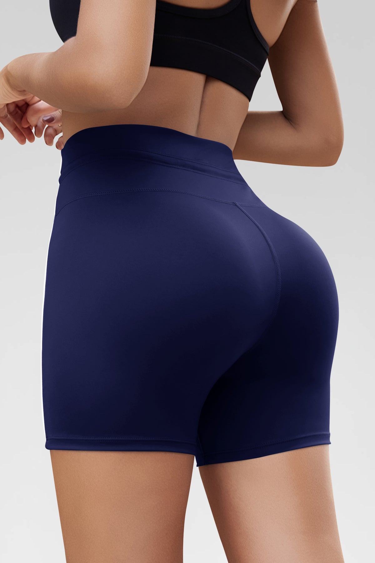 Aoysky Womens Dark Blue Drawstring Biker Shorts