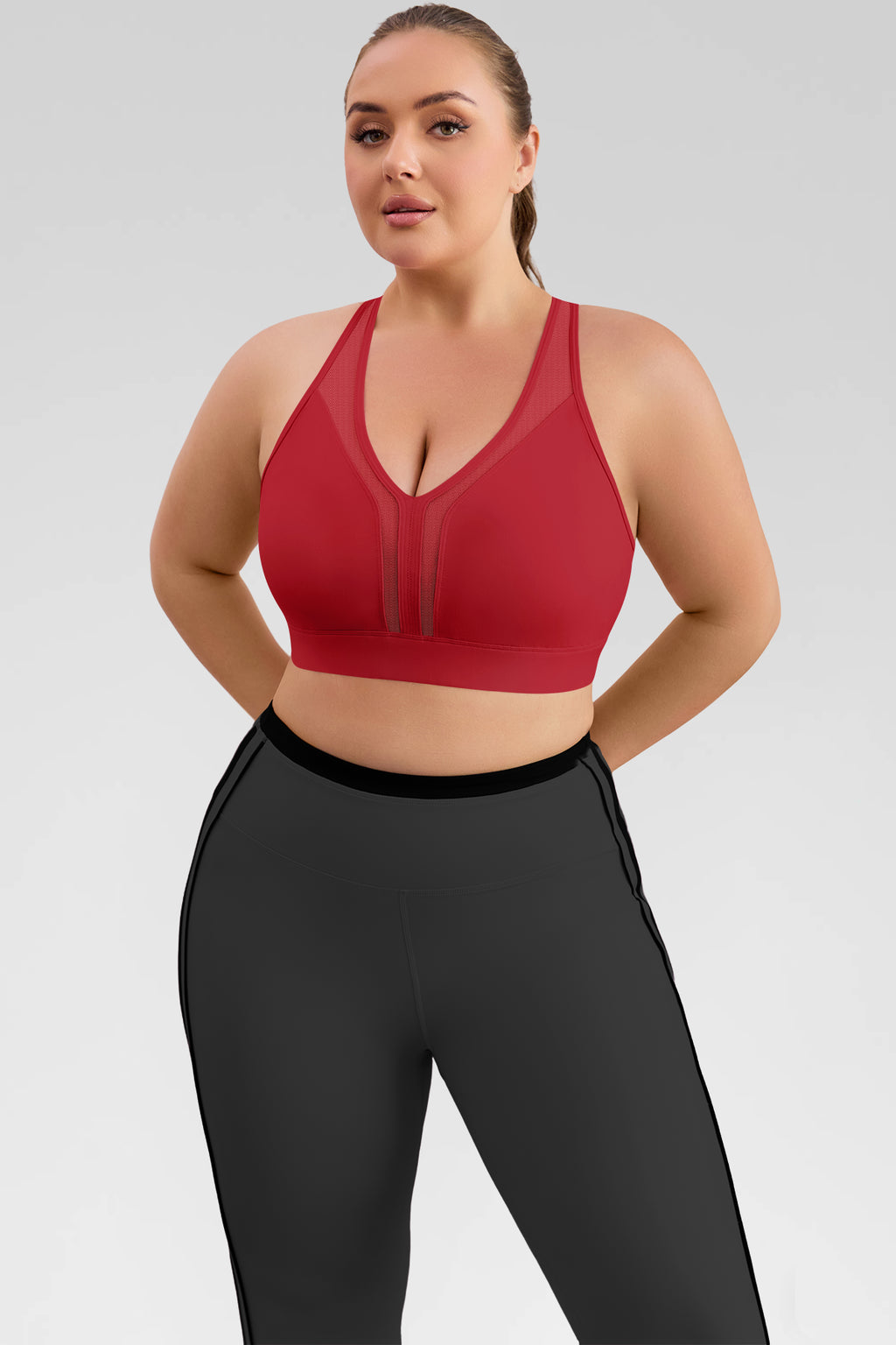 Aoysky Womens Red Plus Size Sports Bra