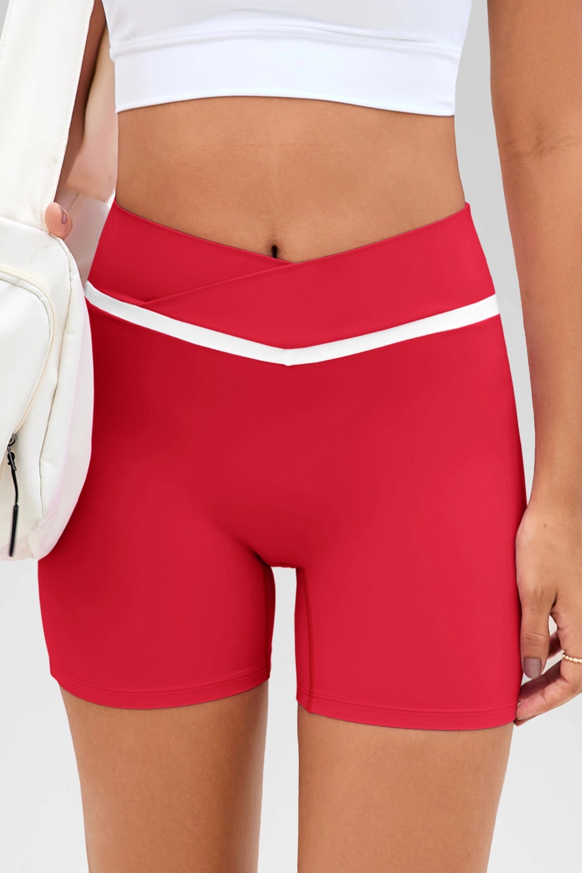 Aoysky Womens Red Crossover Biker Shorts