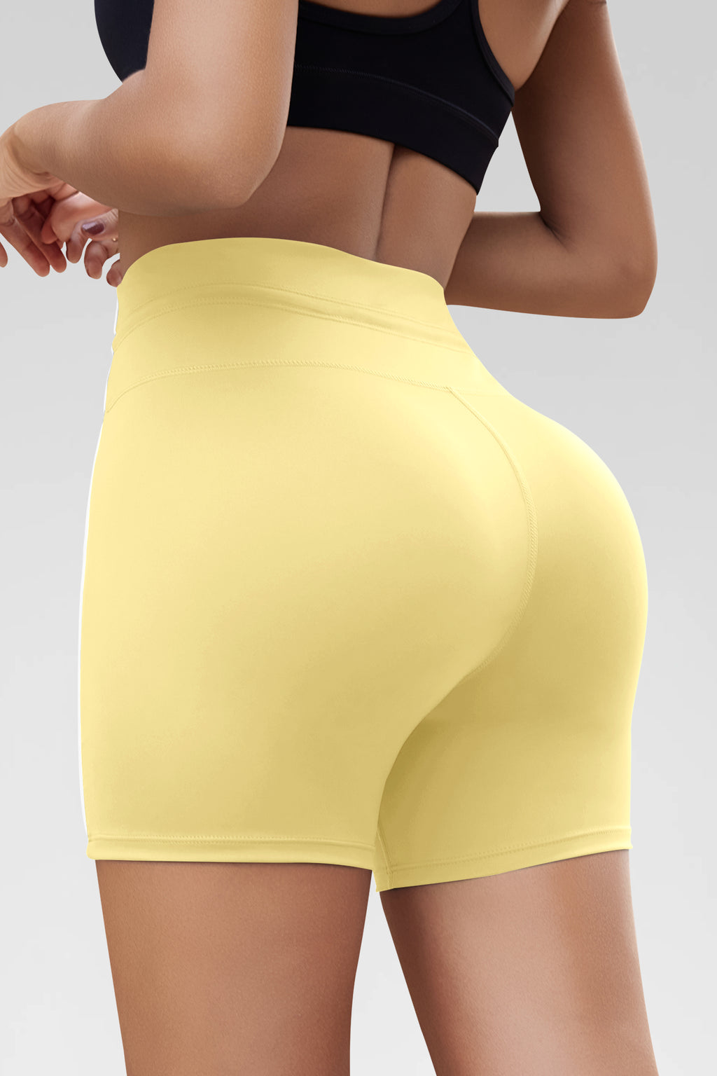 Aoysky Womens Yellow Drawstring Biker Shorts