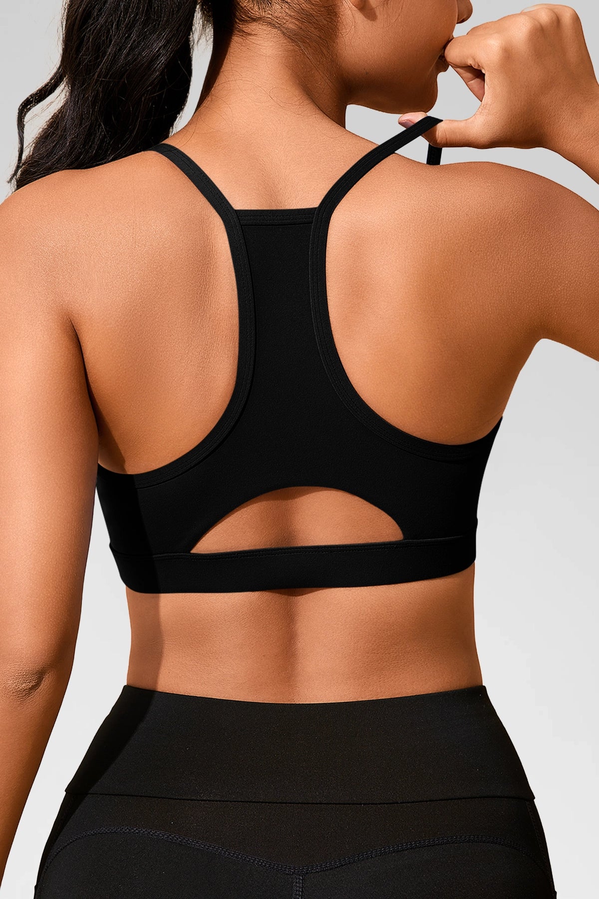 Aoysky Womens Black Racerback Sports Bra