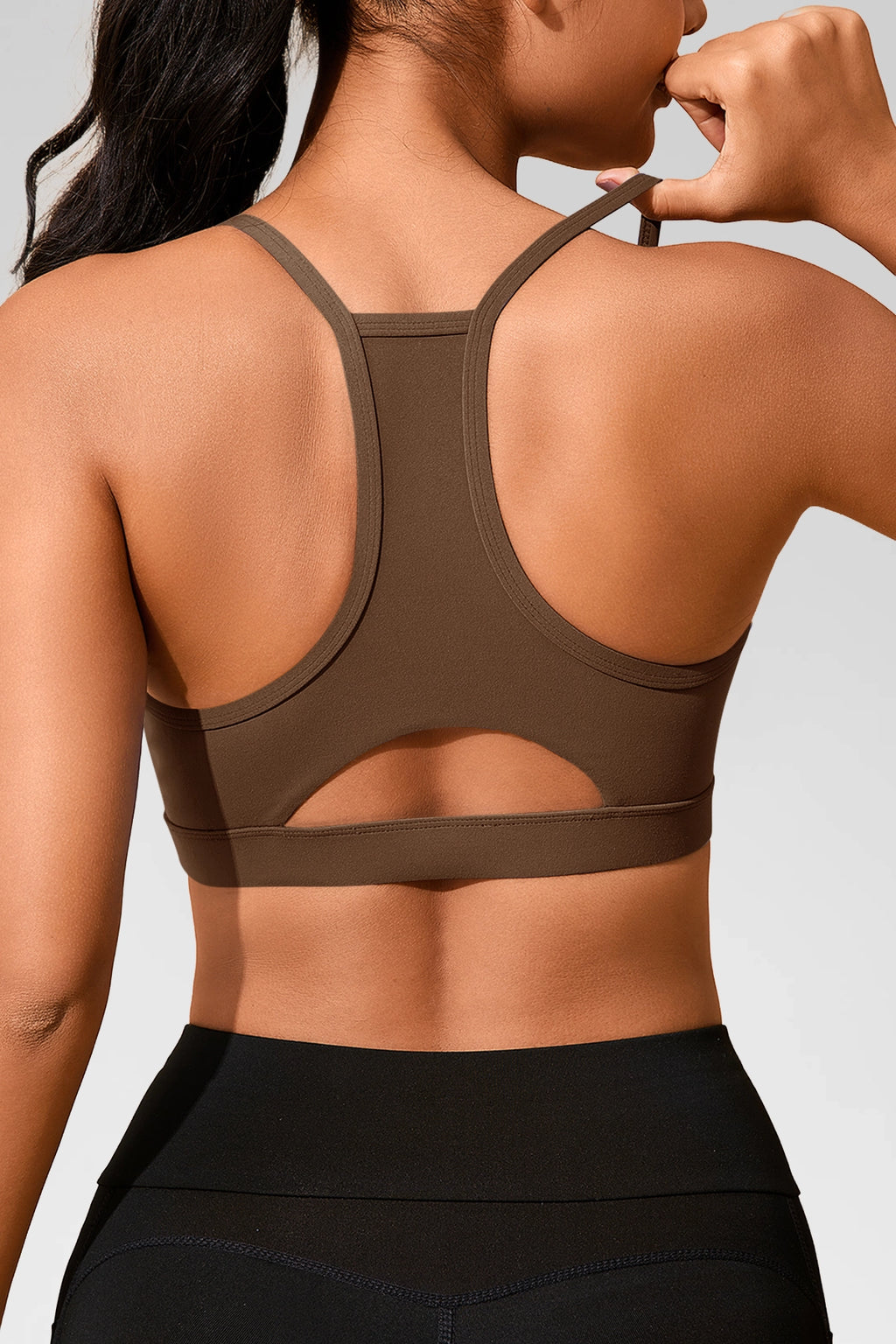Aoysky Womens Brown Racerback Sports Bra