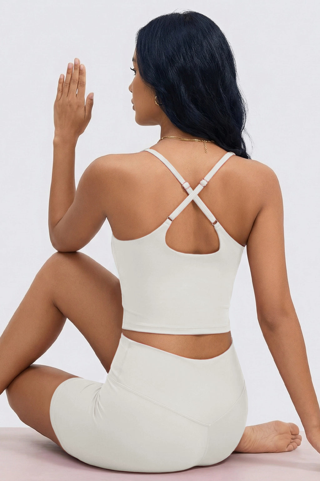 Aoysky Womens White Halter Workout Set