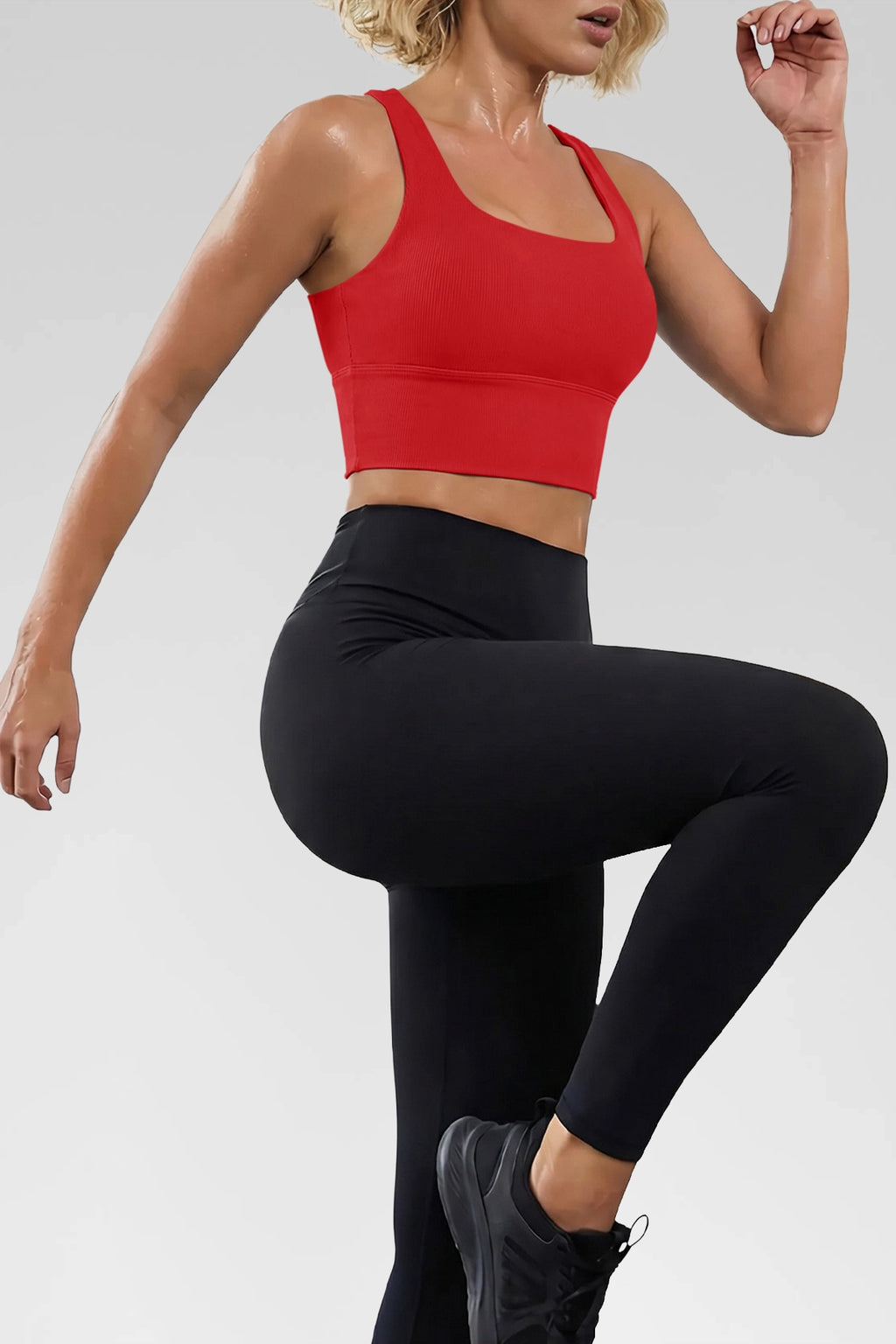 Aoysky Womens Red Ribbed Racerback Tank