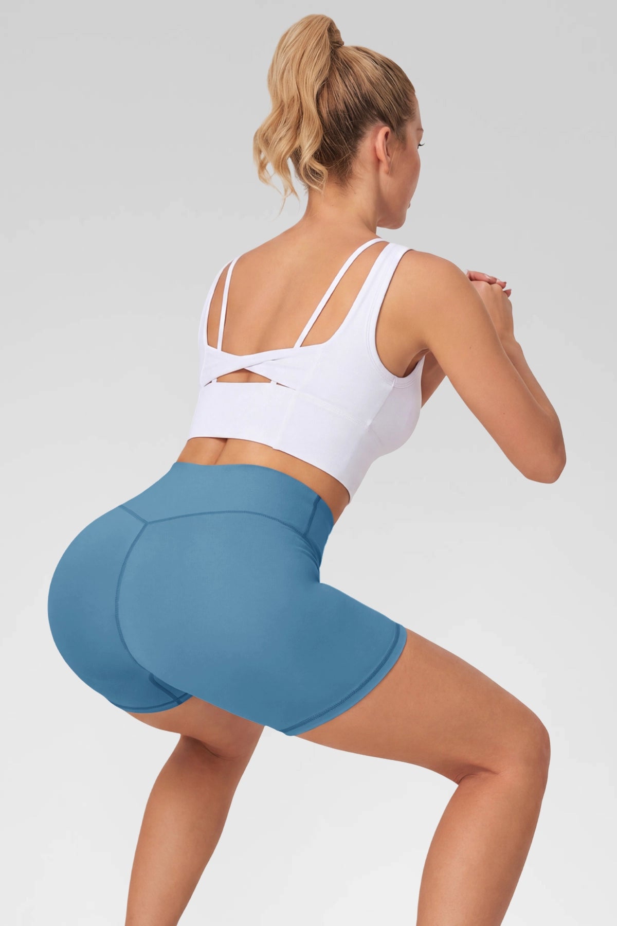 Aoysky Womens Blue Ruched Biker Shorts