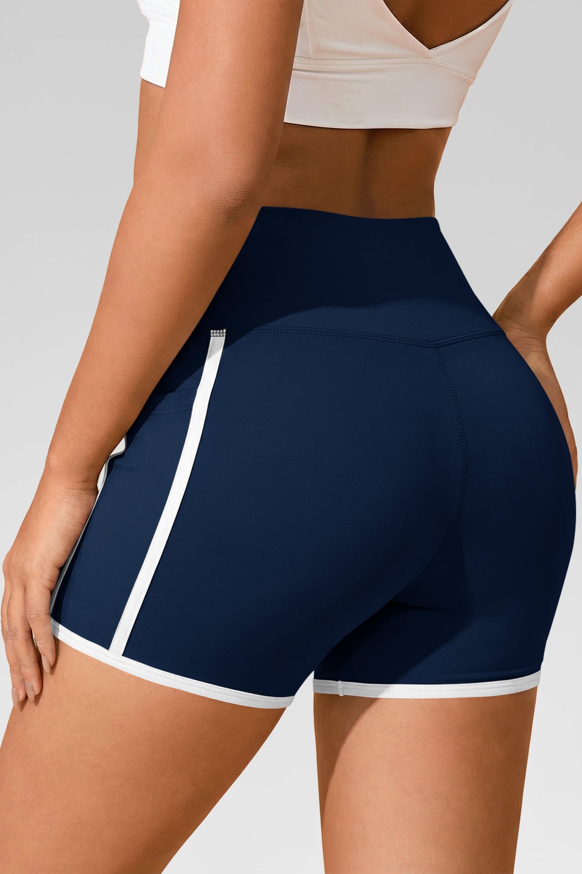 Aoysky Womens Dark Blue High Waist Biker Shorts