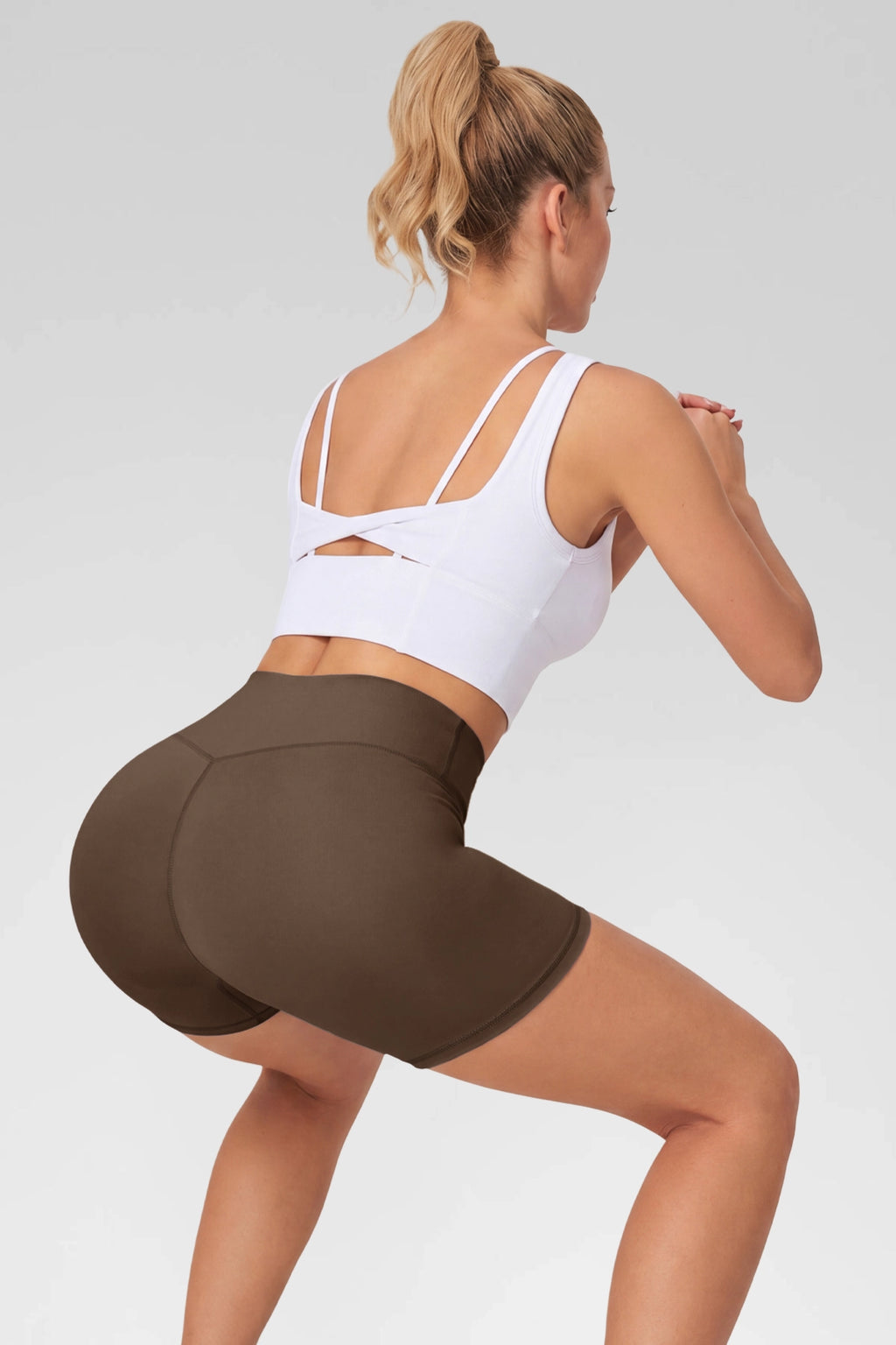 Aoysky Womens Coffee Ruched Biker Shorts