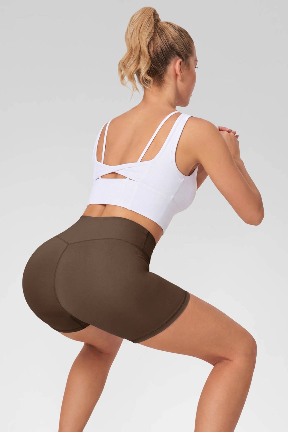 Aoysky Womens Coffee Ruched Biker Shorts
