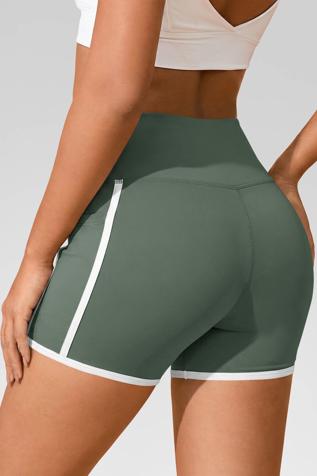 Aoysky Womens Green High Waist Biker Shorts