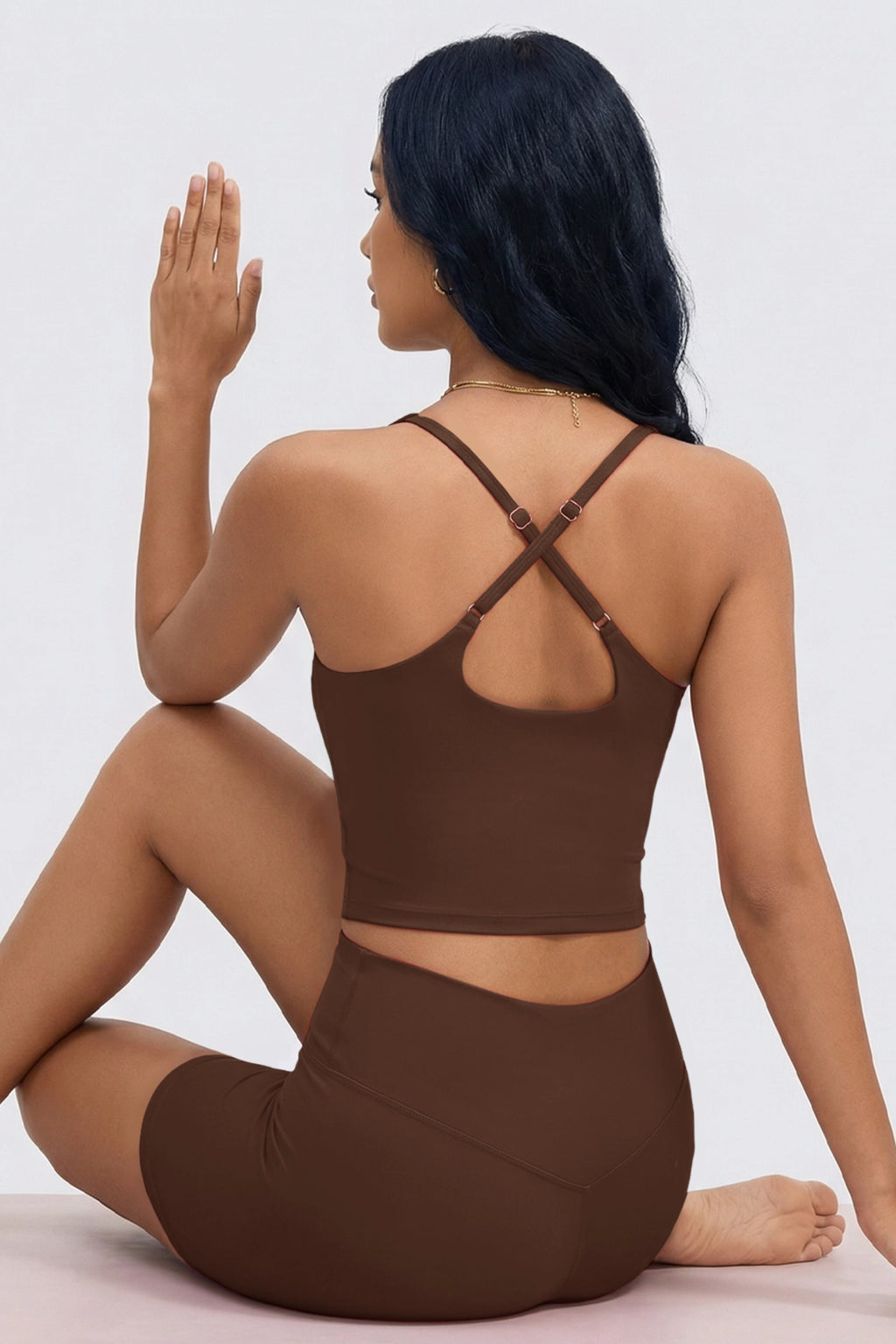 Aoysky Womens Brown Halter Workout Set
