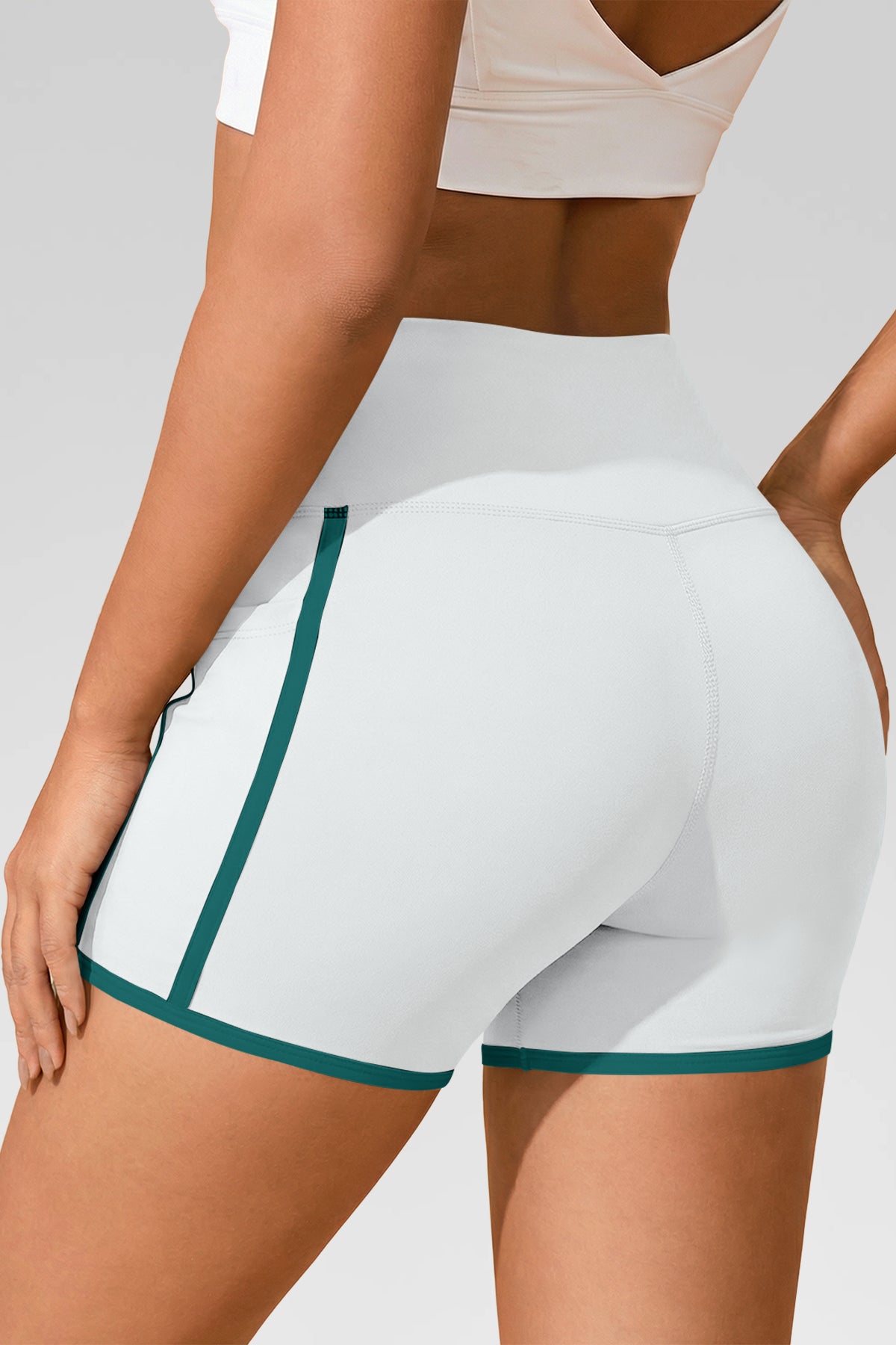 Aoysky Womens White High Waist Biker Shorts