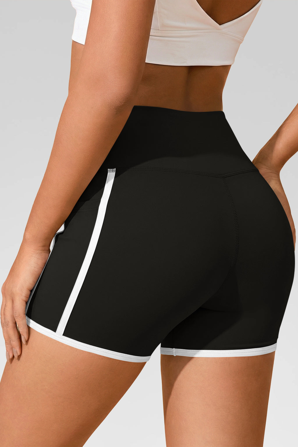 Aoysky Womens Black High Waist Biker Shorts